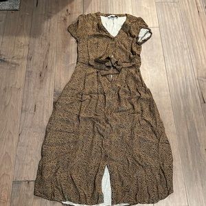 LOFT Leopard Print V-Neck Midi Shirtdress
